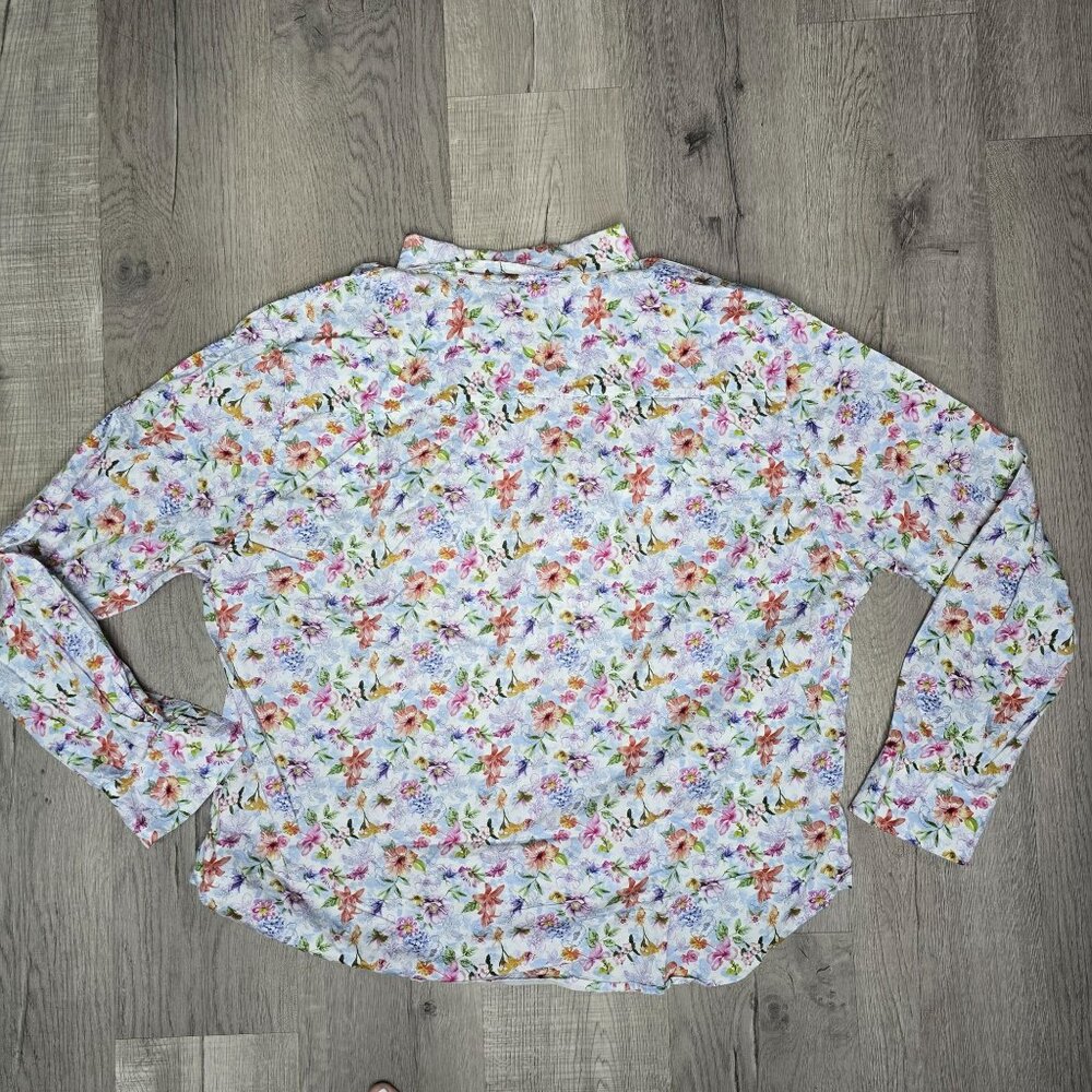 Mens Floral Print Long Sleeve Shirt XXL By Michaels colorfull bright loud flower
